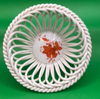 Heremd Hungary Hand Painted Pierced Dish 4.5 inch wide