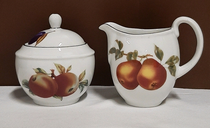 Vintage Royal Worcester Evesham Creamer and Covered Sugar