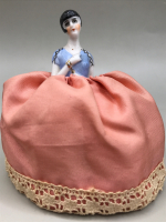 Antique Flapper Girl Pin Cushion Half Doll 4 inches tall