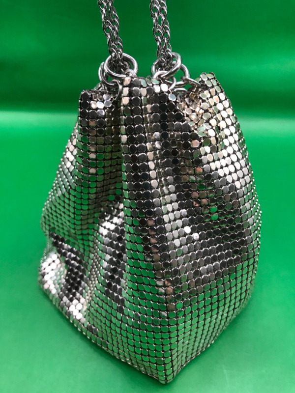 Vintage Whiting & Davis Silver Mesh Satchel Style Bag 5 inches tall without handle
