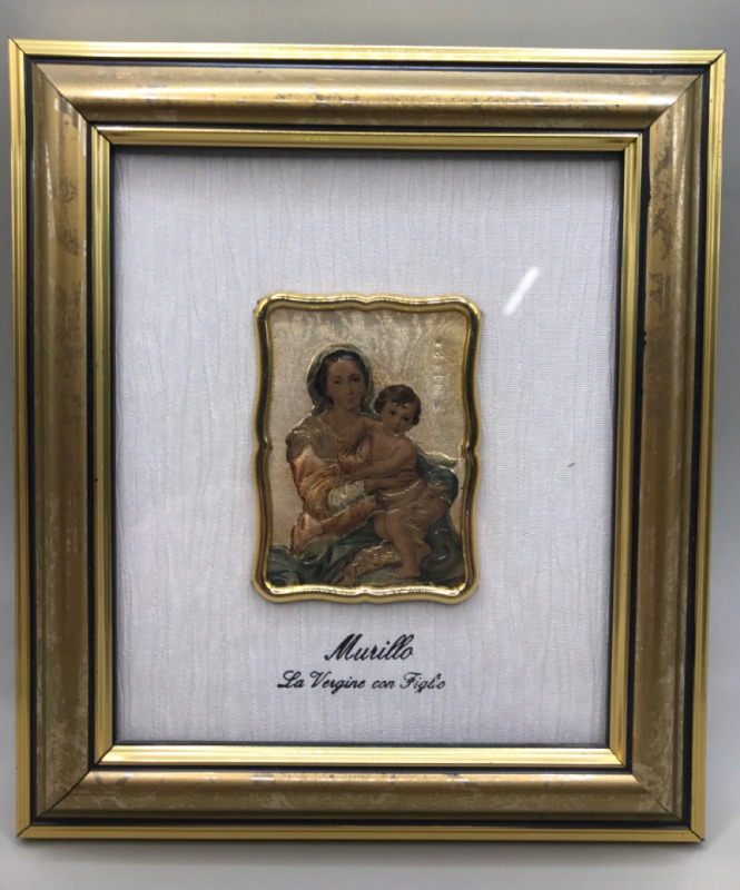 Sterling Madonna Plaque Framed 6.5 x 7.5 inches