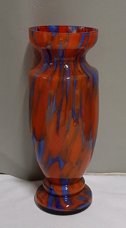 Antique Bohemian Spatter Glass Vase Vase Circa 1910 8.25"