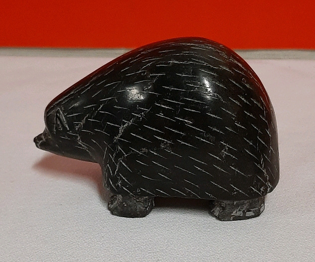 Vintage Aboriginal Soapstone Carving of a Porcupine 4" long