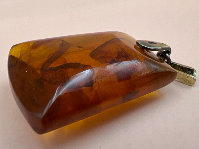 Vintage Russian Amber Pendant 875 Hallmarked