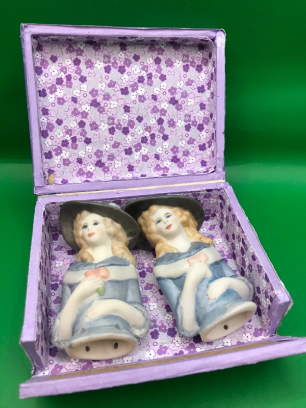Vintage Reproduction Porcelain Pincushion Half Dolls 3 inch tall