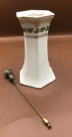 Vintage Prussian Hat Pin Holder 5 in & Victorian Etruscan Revival Hat Pin 5.5 inches tall