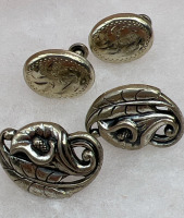 Birks Oval Sterling etched and Sterling Calla Lily Etched Earrings