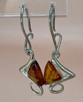 Cognac Amber drop Leverback Earrings