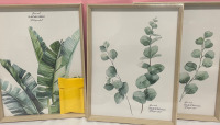 Set of three framed wall art including Plantain Jungle and Eucalyptus