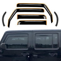 WonVon in - Channel Rain Guards Side Window Deflector + Roof Rain Diverter Fit for 2018-2022 Jeep Wrangler JL (4-Door) Black Window Vents Visor Low Profile Body Kit Trim