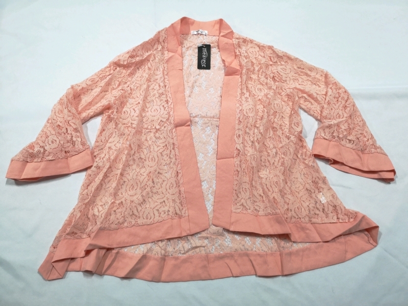 New Meaveor sz XL Women's Casual Lace 3/4 Sleeve Sheer Cover Up Jacket