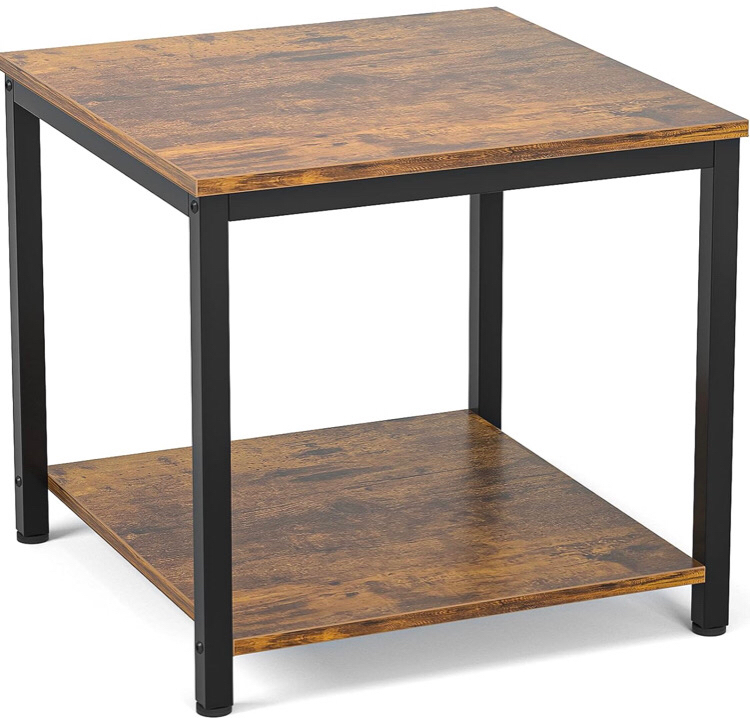 Homieasy Side Table 20 Inch Square, 2-Tier Coffee Tea End Table Nightstands for Sofa Couch Bed