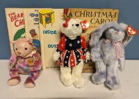 4 Hardcover Books (Children and Christmas) and 3 Ty Beanie Babies + Attic Treasures Collection