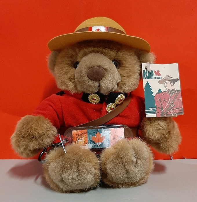 New with Tags Bear Dressed as a Mountie Comes with a Keychain