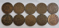 1920 - 1936 Canadian King George V Penny Lot - 10 Pennies