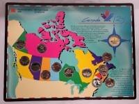 1992 Canadian ' CANADA 125 Province ' 25 Cent Quarter Set on Display Board
