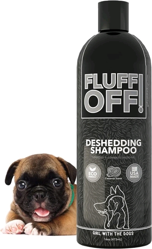 New Fluff Off! by Girl With The Dogs, Natural Deshedding Dog & Cat Shampoo, 16 Oz, Made in USA, 8 Wks+