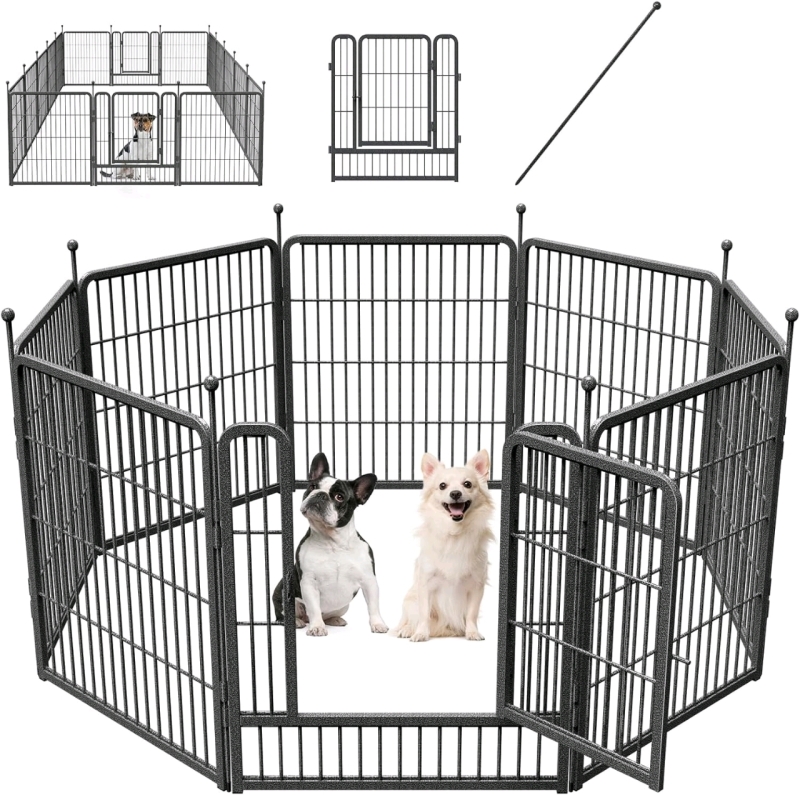 Mr IRONSTONE Dog Playpen with Anti-Rust Surface, Foldable 8 Panels 32" Height