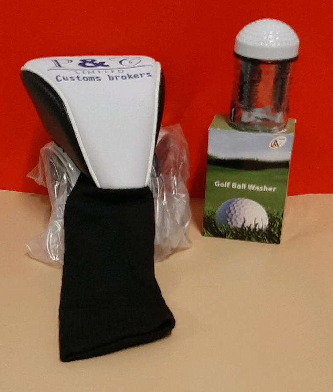 New 2 Golf Club Covers and a Golf Ball Washer