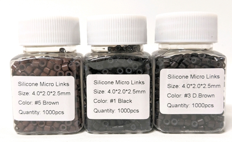 21,000 New Silicone Micro Links for Hair Extensions (21 Packs of 1,000 each) Size: 4mm x 2mm x 2.5mm