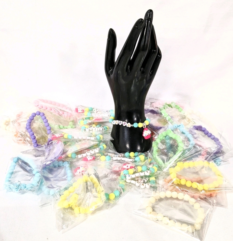 30+ New Stretchy Elastic Bracelets for Kids "4" Birthday-Themed & Roses.