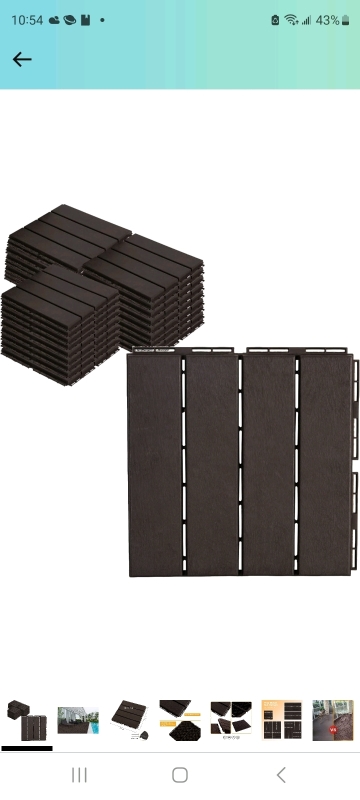 New - Interlocking Deck Tiles Plastic Outdoor Flooring 12" x 12" for Patio , 27 pcs