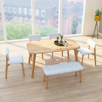 WoodShine Mid Century Modern Real Solid Wood Dining Table