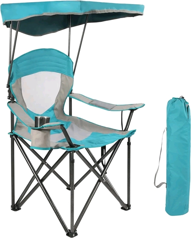 New - Stonehomy Oversized Folding Camping Chair with Canopy Shade .