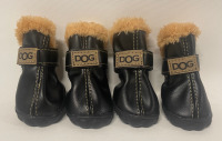 Dog Shoes Australia Boots Pet Antiskid Winter Warm Skidproof Grains Wear-Resisting Sneakers Paw Protectors ( 4 , Black , size 3 )
