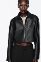 NEW ZARA Faux Leather Crop Jacket Size XS