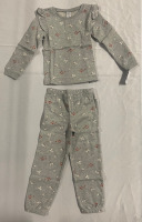 NEW Carters 2 piece PJ set toddler size 5t , grey with flower bunches and frilly shoulder design