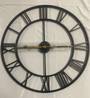 Decor Wall Clock , 29.5 Inch European Retro Clock with Large Roman Numerals , Indoor Silent Battery Operated Metal Clock for Home