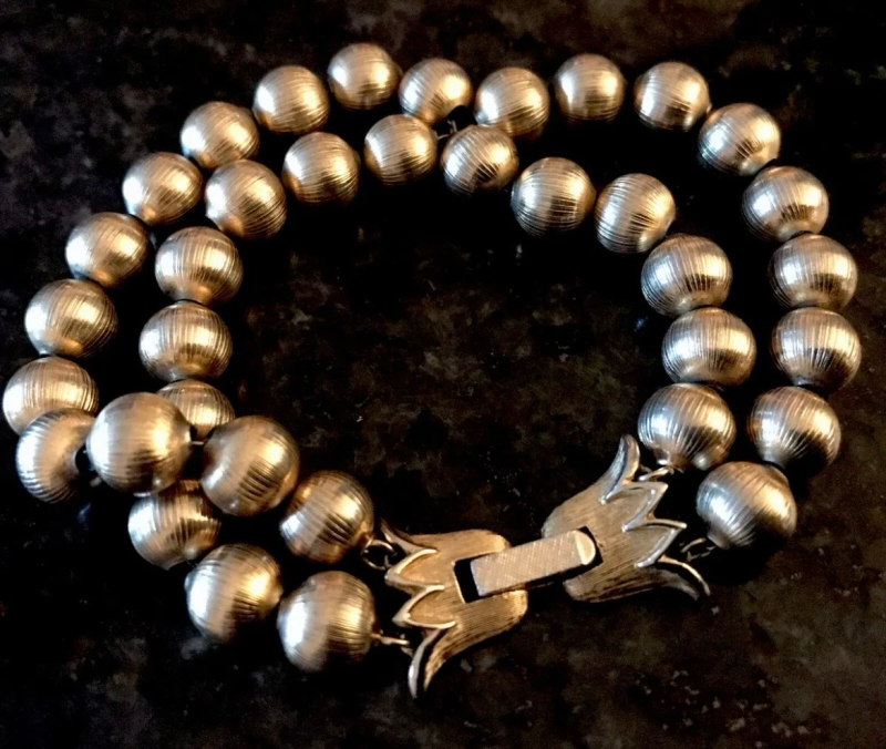 Vintage Crown Trifari signed <br/>Double Strand Bracelet