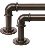 Bronze Industrial Curtain Rods 2 Pack , for Windows 28 to 48 inch , 1'' Blackout Wrap Around Curtain Rods