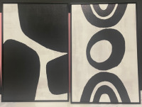Art By Hannah Black and White Abstract Canvas Wall Art - 2 pack - 2 ft x 16 inch each