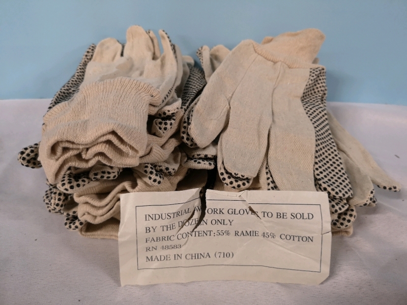 12 Work Gloves - Cotton/Canvas Mix sz Small