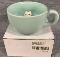 Indigo Peekaboo Ceramic Cat Mug