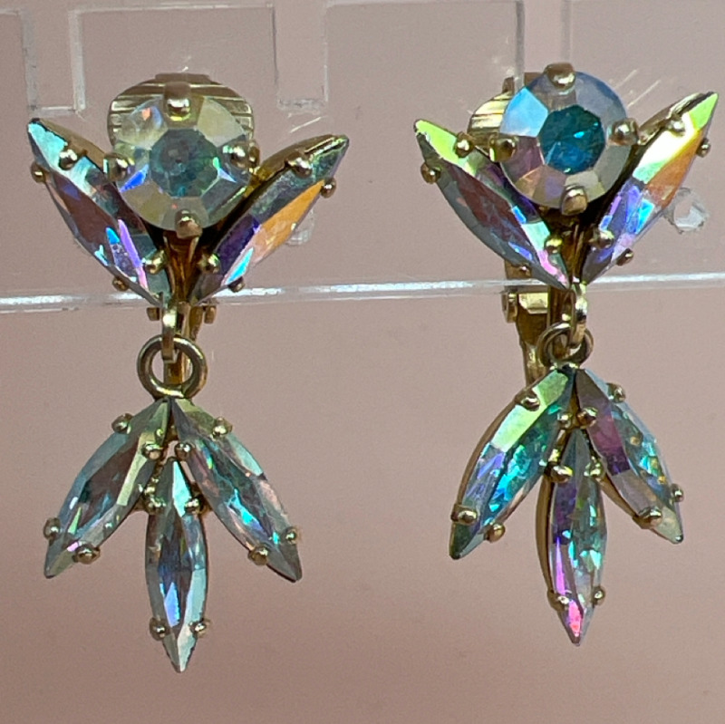 SHERMAN Swavorski Crystal Drop Earrings signed