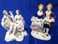 2 Vintage Porcelain Couples Figures Made In Japan / Occupied Japan