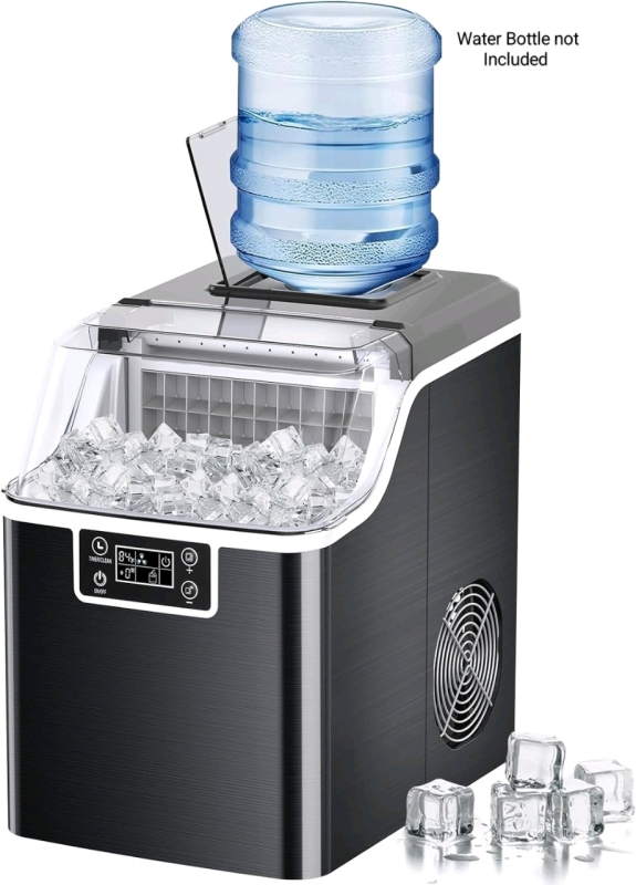 Kndko Countertop Ice Maker 45 lbs 2 Way to Fill, Self Cleaning with Ice Size Contro & 24H Timer