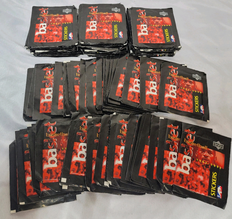 1997 - 1998 Upper Deck NBA Basketball Sticker Packs , 100 Sealed Packs