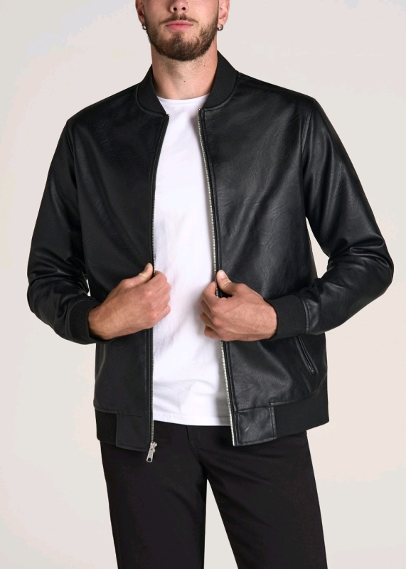 New AMERICAN TALL Faux Leather Bomber Jacket for Tall Men (Size Large / Tall)