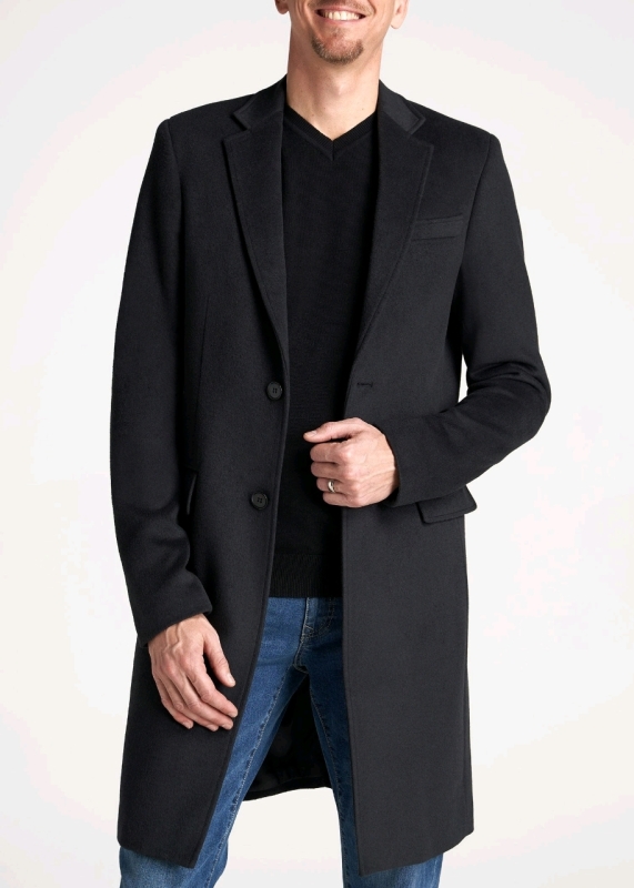 New AMERICAN TALL Wool Coat for Tall Men in Charcoal Mix (Size Large / Tall)