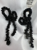 Jet Black Bead Articulated Bow Earrings - 2