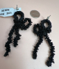 Jet Black Bead Articulated Bow Earrings - 3