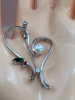 925 Sterling Silver Fresh Water Pearl Rhinestone Brooch - 4