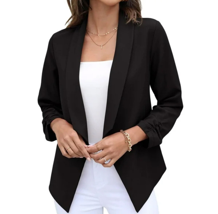 NEW HAVE Women 3/4 Sleeve Blazer Open Front Cardigan Jacket Work Office Blazer , Size Small