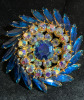 Stunning Capri Blue & AB Rhinestone Pinwheel Brooch - 6