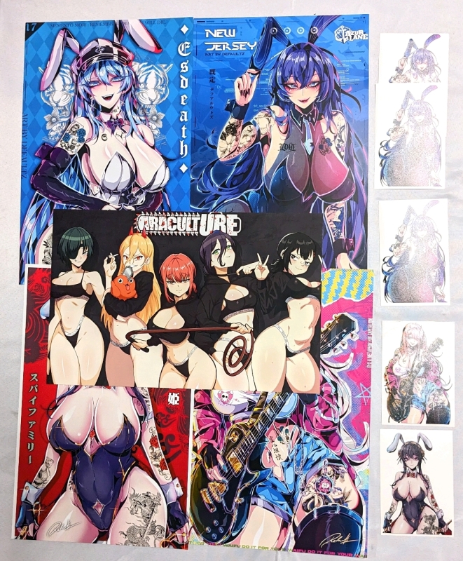 ADULTS ONLY: New Ara Culture / V-Tuber / Anime Fan Service Posters (5) and Die-Cut Vinyl Decals (5)