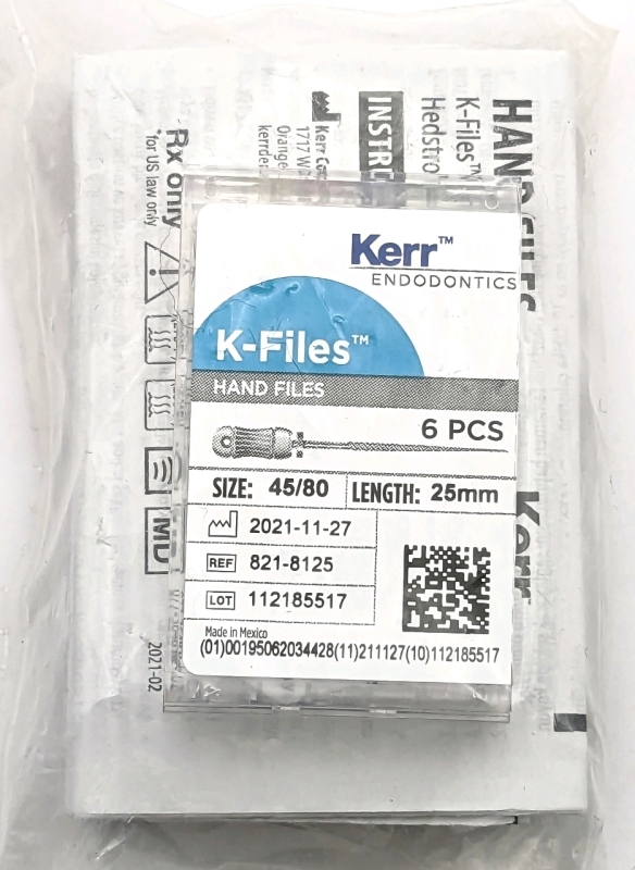 New 6-Piece KERR K-Files Size: 45/80, Length: 25mm.